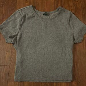 Wild Fable Gray Green Crop Fitted T-Shirt